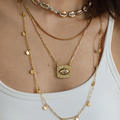 Misty Textured Gold Tone Pendant Necklace