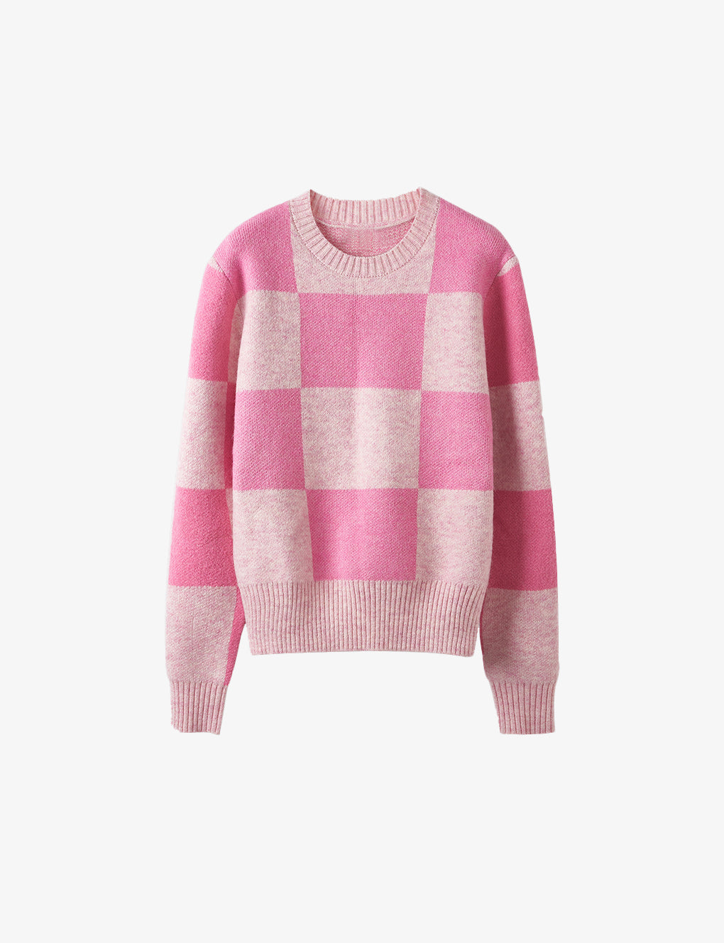 Two-color Block Stretch Wool-blend Pullover Jumper