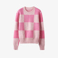Two-color Block Stretch Wool-blend Pullover Jumper