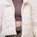 Beige Heart Trimmed High-neck Jacket