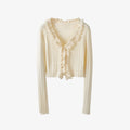 V-neck Lace-trimmed Knitted Cardigan