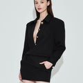 Button-embellished Polo Collar Straight-Leg Mini Dress