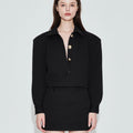 Button-embellished Polo Collar Straight-Leg Mini Dress