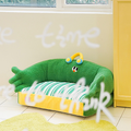 Daisy Cat Bed, Green Couch, Fleece