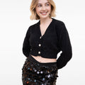 Cropped square-botton V-neck Sequin-embellished Mohair Cardigan