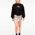Sliver Metallic Flower-embroidered Wool-blend Pullover Sweatshirt