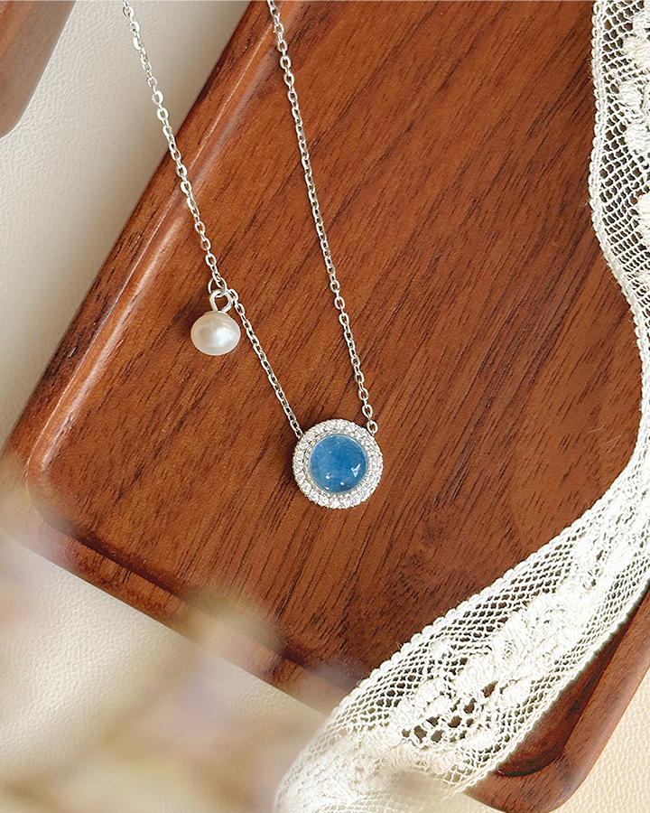 Sapphire Glow Pearl Necklace