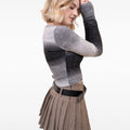 Gradient Pattern Square Neck Wool-blend Sweater