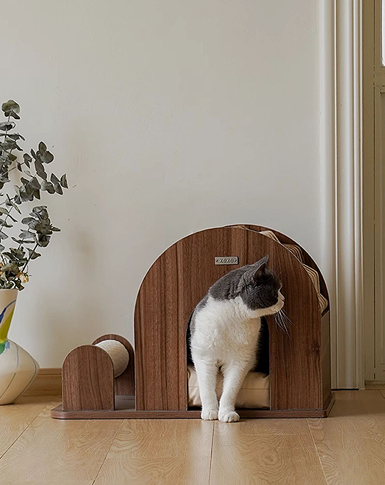 Gizmo Cardboard Cat House with Scratcher