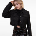 Sequin-embellished Shoulder Pads Tweed Jacket