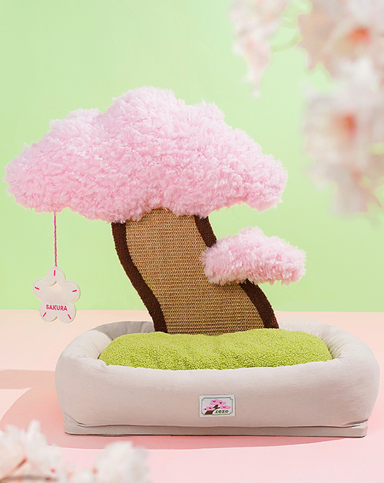 Cherry Blossom Cat Bed/ Couch, Scratcher Back