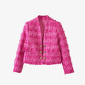 Double-breasted V-neck Braided-tweed Jacket