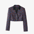 Cropped Velvet-trimmed V-neck  Bouclé-tweed Jacket