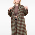 Leisure Plaid Pattern Double-breasted Wool-blend Overcoat