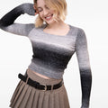 Gradient Pattern Square Neck Wool-blend Sweater