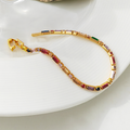 Rainbow Stone Gold Tone Chain Bracelet