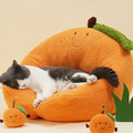Milo Soft Round Dog Cat Bed, Orange