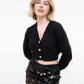 Cropped square-botton V-neck Sequin-embellished Mohair Cardigan