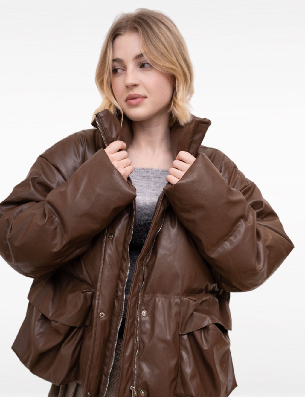 Brown Down-Filled Puffer Jacket
