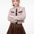 Round-neck Wool-blend Ribbon-trimmed Wool-blend Tweed Jacket