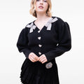 Pleated Velvet-texture Flower-embellished Skorts