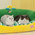 Daisy Cat Bed, Green Couch, Fleece