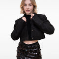 Sequin-embellished Shoulder Pads Tweed Jacket