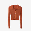 Cropped Ribbed Knit Cardigan