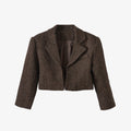 Notched Lapel Cropped Stippled Chevron Jacket