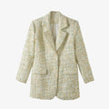 Notched Lapel Cotton-blend Tweed Jacket