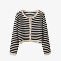 Striped Cut-outs Design Cable Knit Cardigan