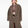 Leisure Plaid Pattern Double-breasted Wool-blend Overcoat