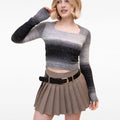 Gradient Pattern Square Neck Wool-blend Sweater