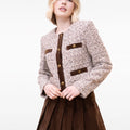 Round-neck Wool-blend Ribbon-trimmed Wool-blend Tweed Jacket