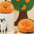 Milo Soft Round Dog Cat Bed, Orange