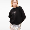 Sliver Metallic Flower-embroidered Wool-blend Pullover Sweatshirt
