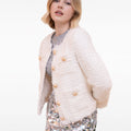 Botton-embellished Braided-trim Tweed Jacket