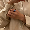 Amber Enamel Ring, Blue