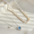 Sapphire Glow Pearl Necklace