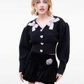 Pleated Velvet-texture Flower-embellished Skorts