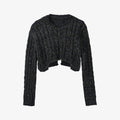 Cropped Rear High-split Cable-knit Sweater