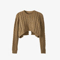 Cropped Rear High-split Cable-knit Sweater