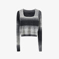 Gradient Pattern Square Neck Wool-blend Sweater