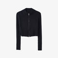 Cropped Ribbed Two-Way Zip-Trimmed Knit Cardigan