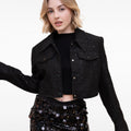 Sequin-embellished Shoulder Pads Tweed Jacket
