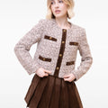 Round-neck Wool-blend Ribbon-trimmed Wool-blend Tweed Jacket
