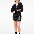 Cropped square-botton V-neck Sequin-embellished Mohair Cardigan