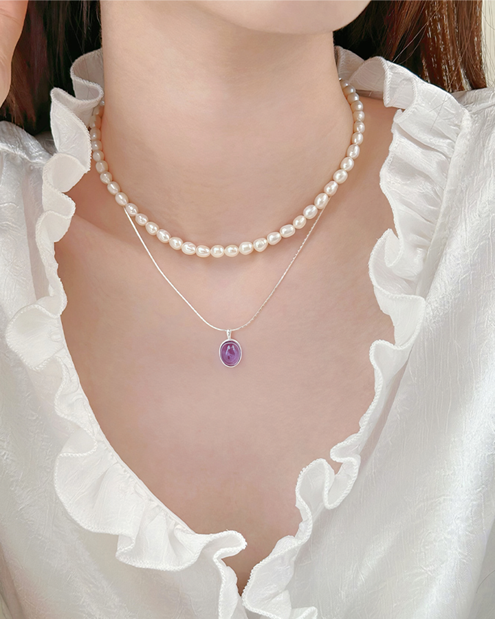 Amethyst Pearl Necklace