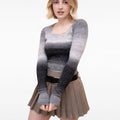 Gradient Pattern Square Neck Wool-blend Sweater