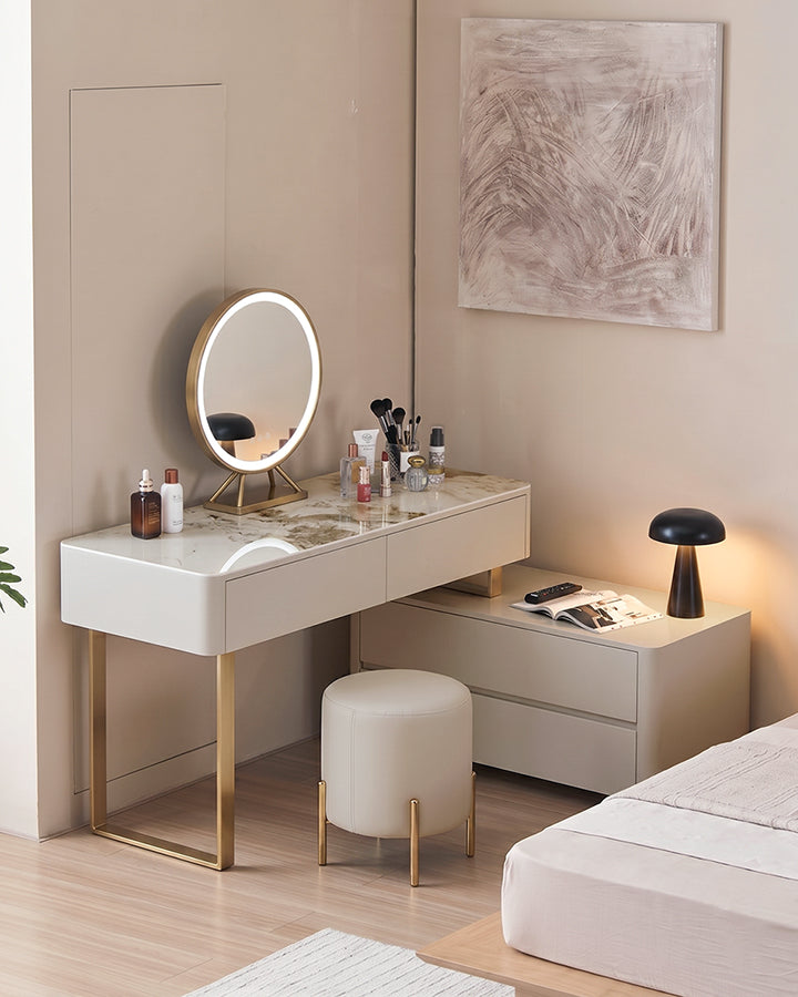 Elara Corner Dressing Table With LED Mirror